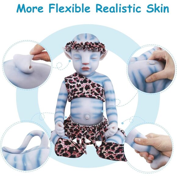 🆕 20inch Full Silicon Sleeping Avatar Alien Reborn Lifelike Baby Doll Girl - Picture 4 of 6